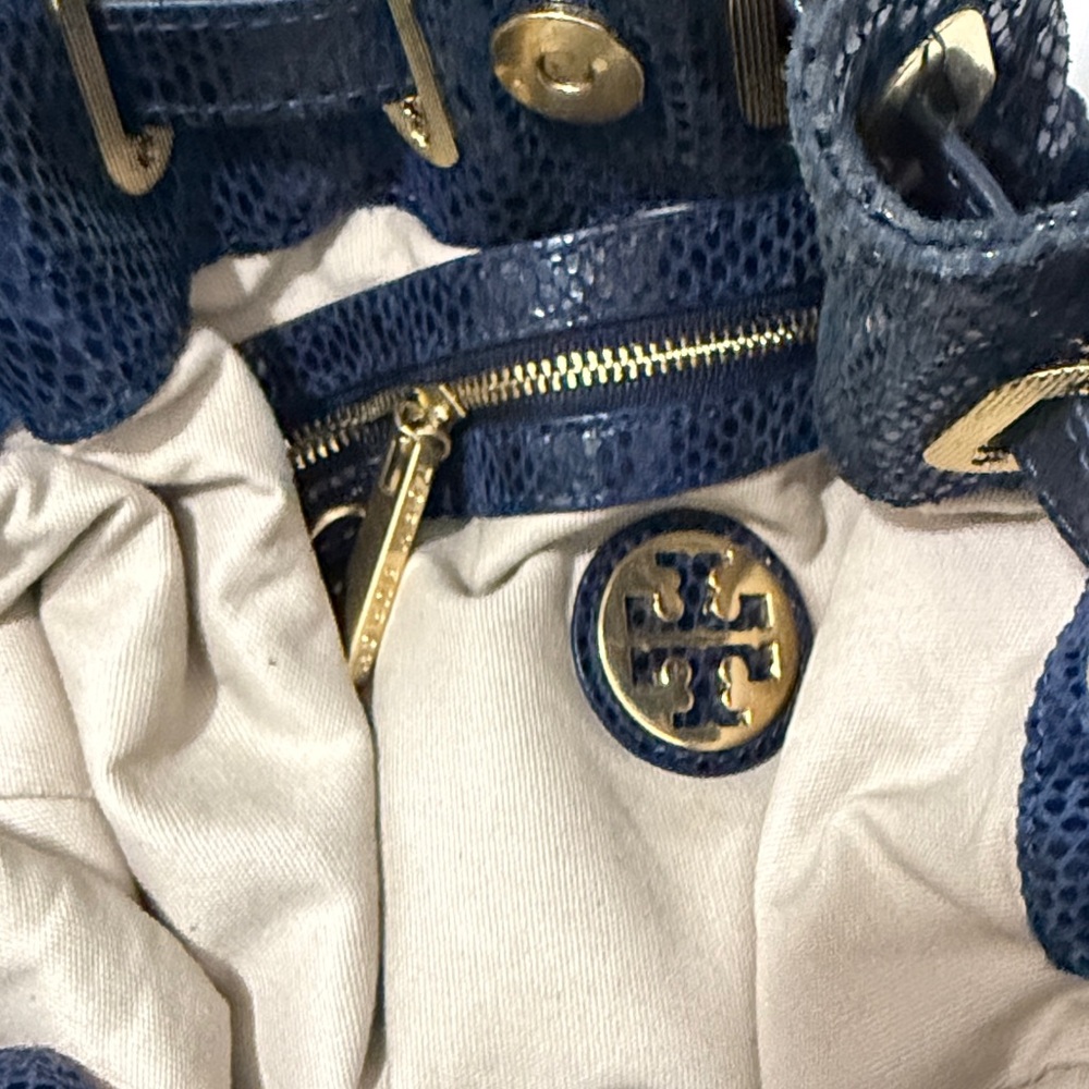 Tory Burch Python Embossed Leather Navy Hobo Hand… - image 7